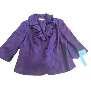 Purple Evening Jacket Ruffle Formal Dressy Occasion VTG Taffeta Niteline 18w NEW